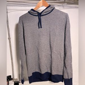J. Crew Grey/Navy Cashmere pullover hoodie L.